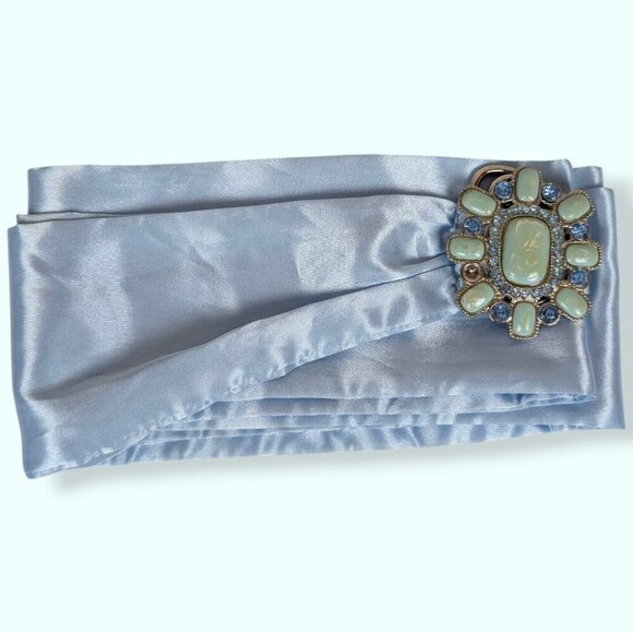 (2/$20) Blue Sash Adjustable Rhinestone Buckle Belt - Picture 3 of 6
